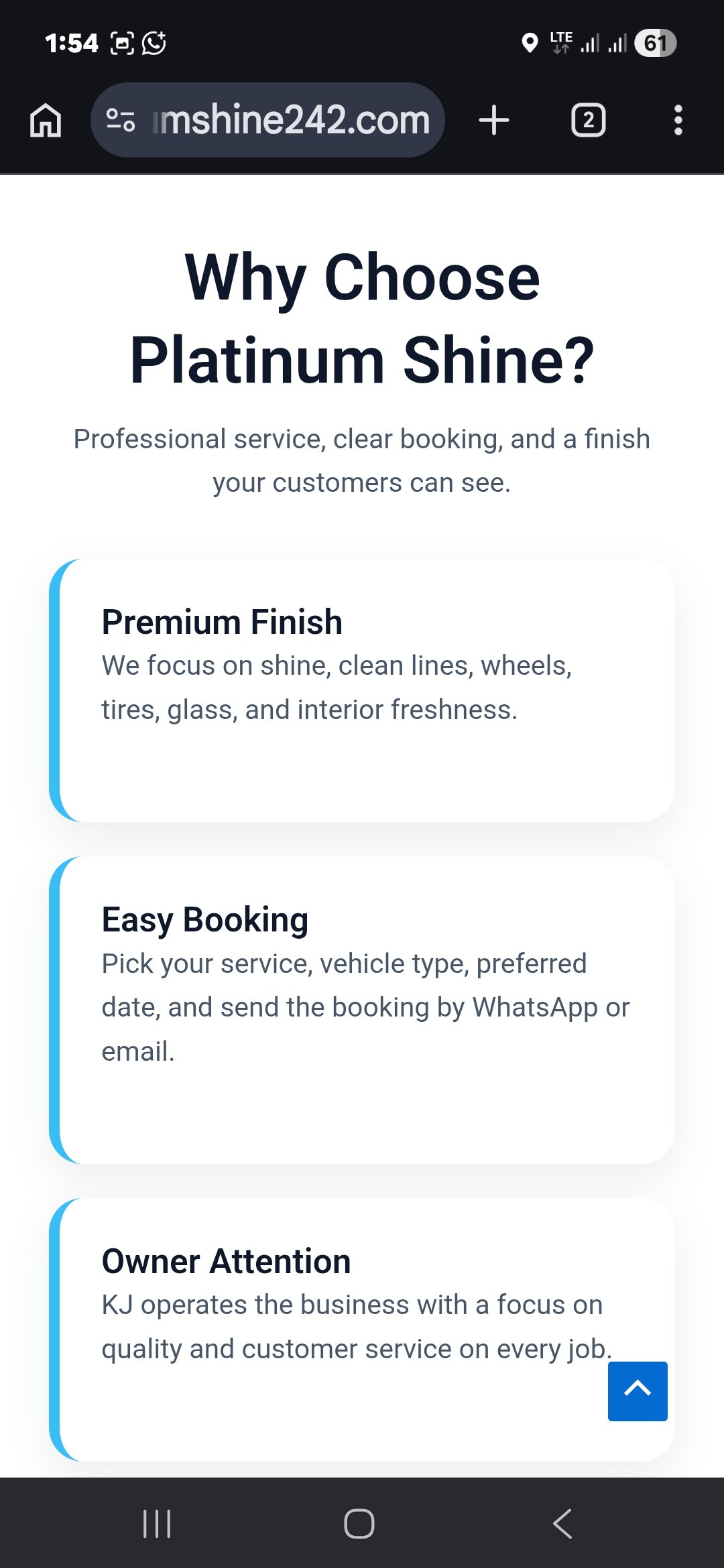 Platinum Shine 242 booking section